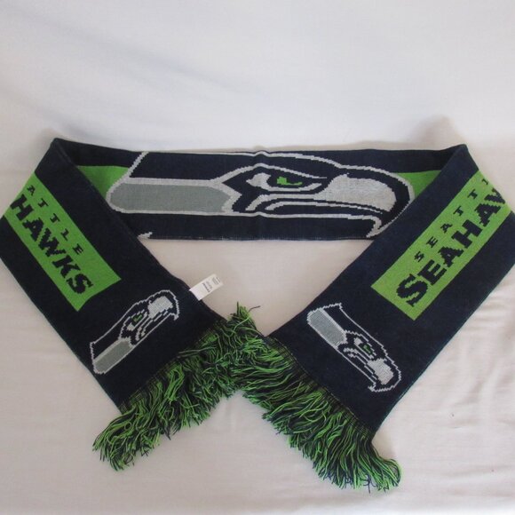 Seattle Seahawks Knit Scarf Forever 100% Acrylic Fringe - Picture 2 of 7